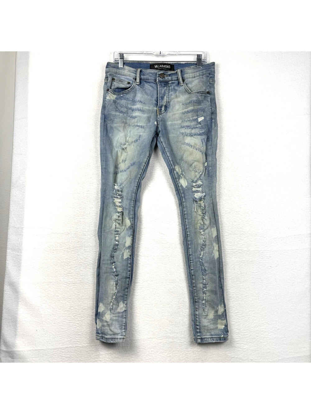 Valabasas Mens 30 Slim Fit Stretch Skinny Distressed Washed Denim Jeans